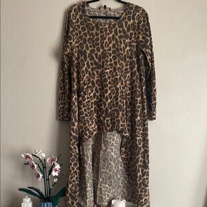 Leopard Print High-Low Dress